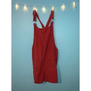 Red Soft Overalls Shorts